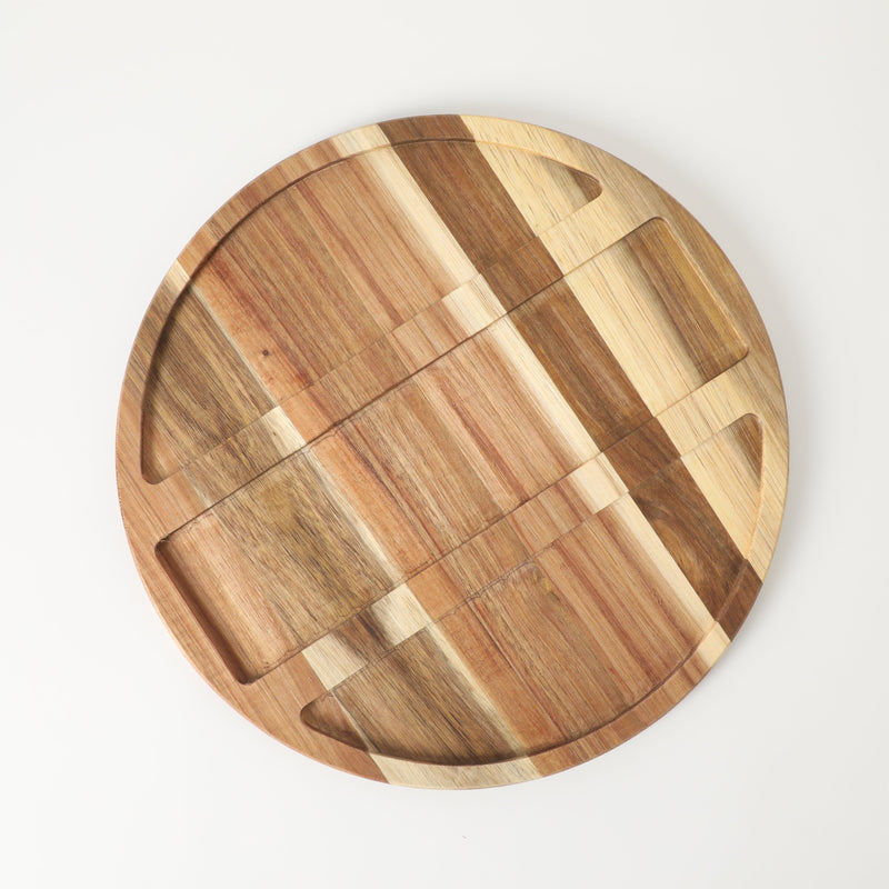 Gibson Elite Gracious Dining 3pc Tidbit Dish w/ Acacia Wood Base - White - Fine Ceramic - Gift Box