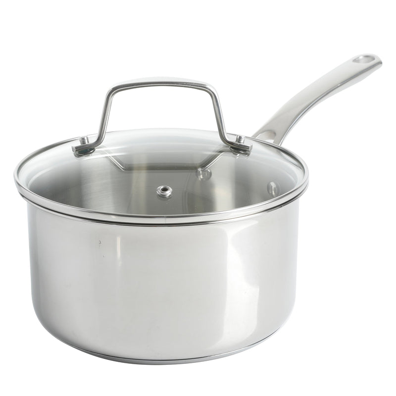 Martha Stewart Castelle 10pc Stainless Steel Cookware Set - Gold Stainless Steel Handles - Impact Bonded Base - Gift Box w/ Remailer