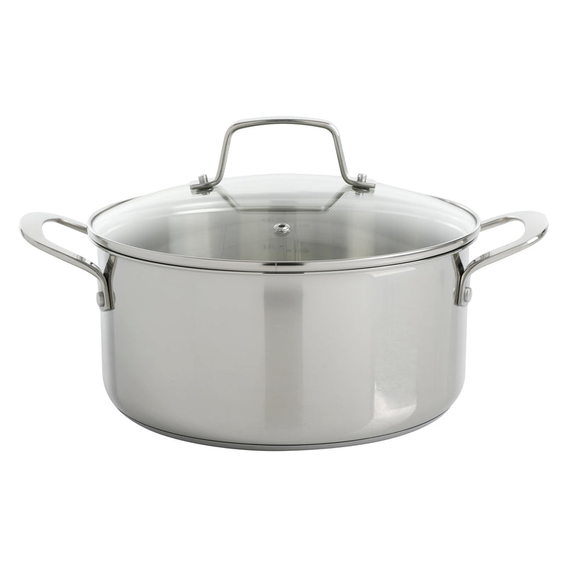 Martha Stewart Castelle 10pc Stainless Steel Cookware Set - Gold Stainless Steel Handles - Impact Bonded Base - Gift Box w/ Remailer