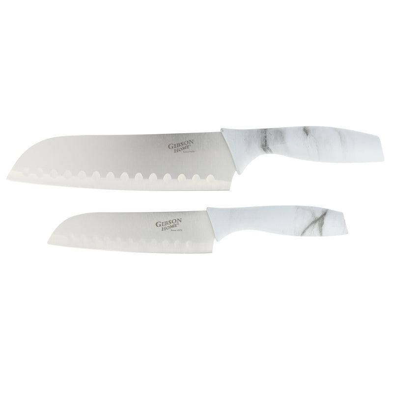 Gibson Home Beaumont 3pc Stainless Steel Cutlery Set w/ PP Marble Look Board - TPR Handle - Clam Pack