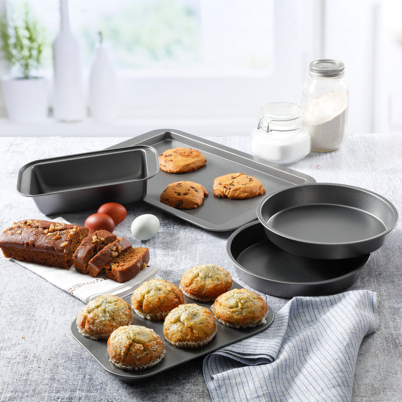 Gibson Home Love-to-Bake 5pc Carbon Steel Bakeware Set - Xylan Nonstick - Gift Box