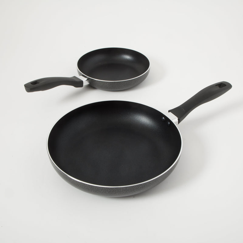 Oster Clairborne 10" & 8" Aluminum Frying Pan - Charcoal Grey - Nonstick - Hammered Exterior - Color Coating - Bakelite Handle - Color Sleeve