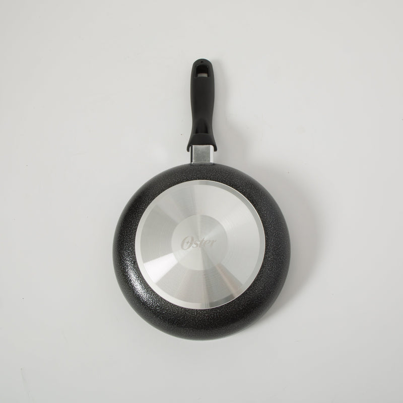 Oster Clairborne 10" & 8" Aluminum Frying Pan - Charcoal Grey - Nonstick - Hammered Exterior - Color Coating - Bakelite Handle - Color Sleeve