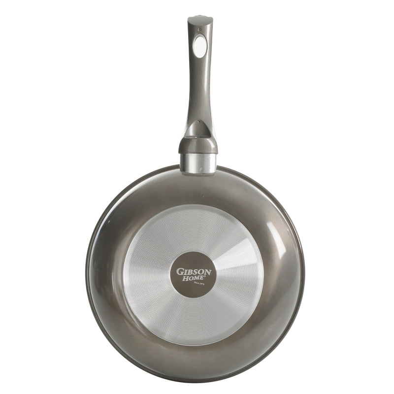 Gibson Home Hestonville 7pc Aluminum Cookware Set - Metallic Champagne - White Ceramic Interior - Forged Look - TPR Coating Handle - Gift Box