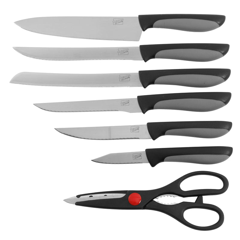 Gibson Home Dorian 14 pc Stainless Steel Cutlery  Set w/ Wood Block - Gift Box