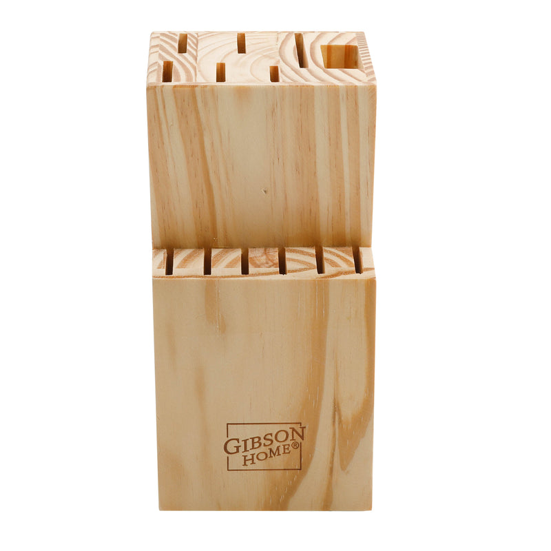 Gibson Home Dorian 14 pc Stainless Steel Cutlery  Set w/ Wood Block - Gift Box