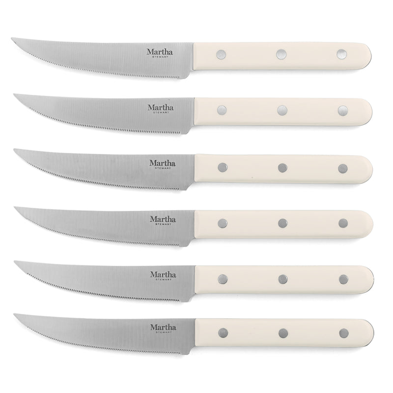 Martha Stewart Eastwalk 14pc Stainless Steel Cutlery Set w/ Acacia Wood Block - ABS Forged Handle - w/ Remailer