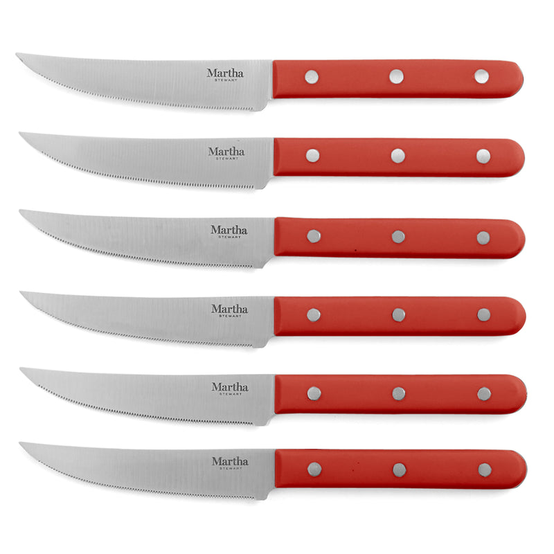 Martha Stewart Eastwalk 14pc Stainless Steel Cutlery Set w/ Acacia Wood Block - ABS Forged Handle - w/ Remailer