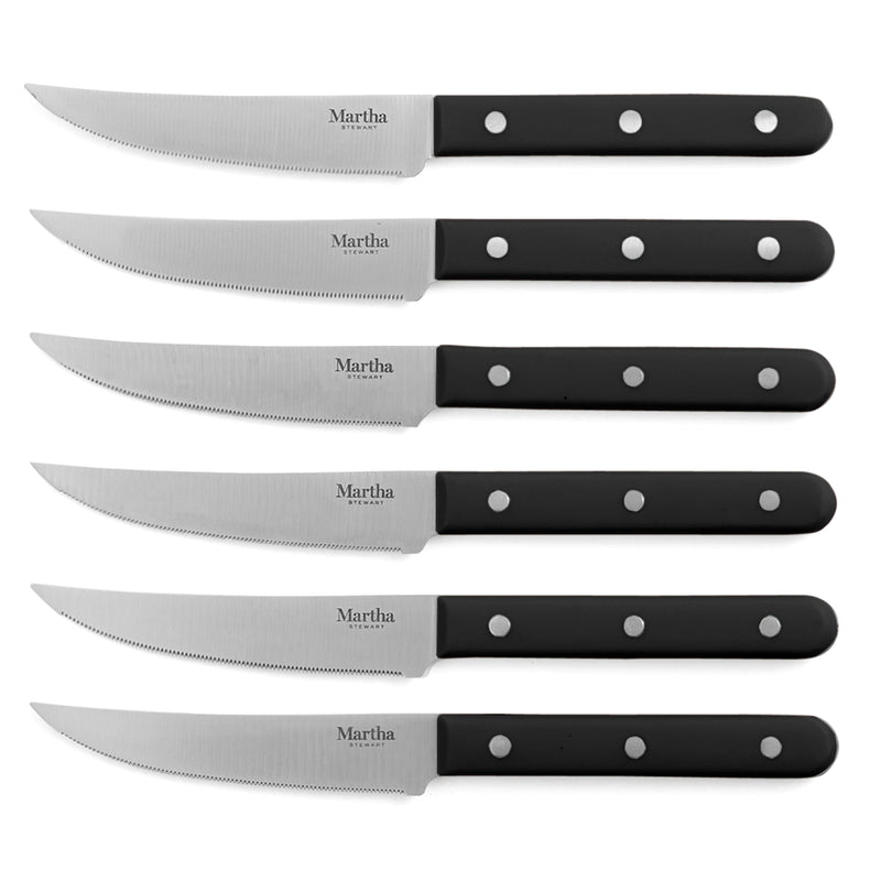 Martha Stewart Eastwalk 14pc Stainless Steel Cutlery Set w/ Acacia Wood Block - ABS Forged Handle - w/ Remailer