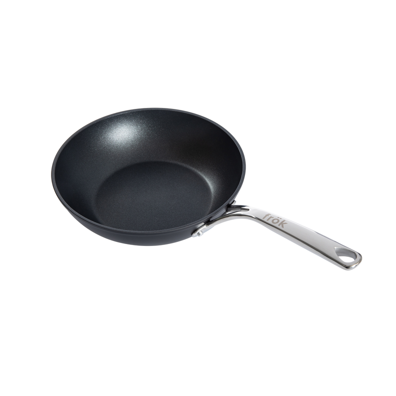 Frok 11" Aluminum Frok (Fry Pan / Wok Hybrid) w/ Glass Lid - Platinum SR Non-Stick - Matte Exterior - Stainless Steel Handle - Colored Remailer