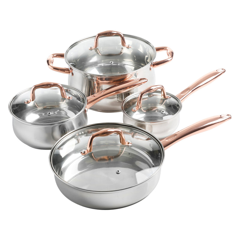 Gibson Home Bransonville - 8pc Stainless Steel Belly Shape Cookware Set - Gift Box