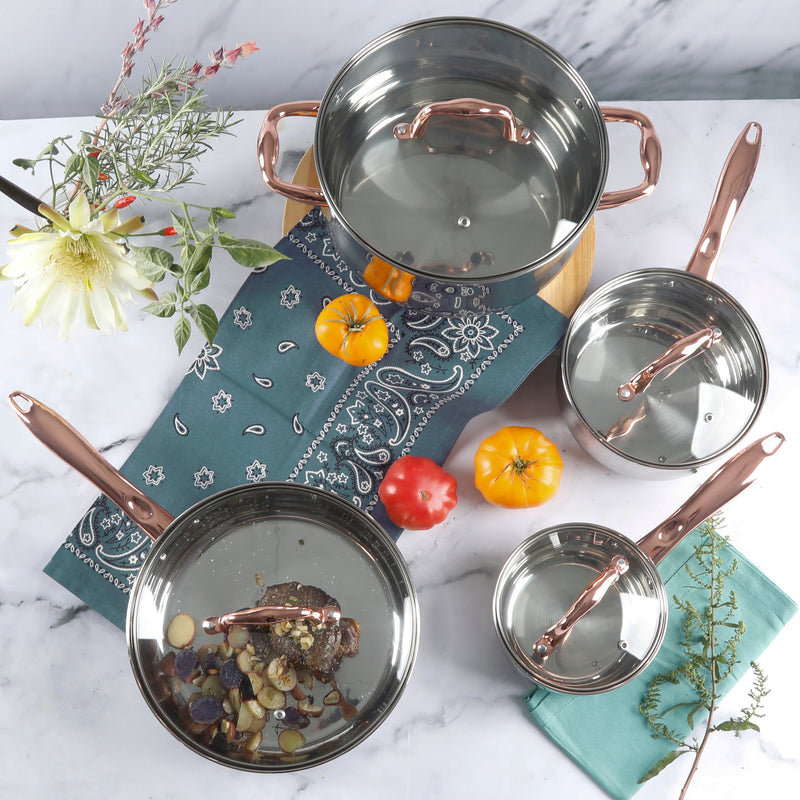 Gibson Home Bransonville - 8pc Stainless Steel Belly Shape Cookware Set - Gift Box