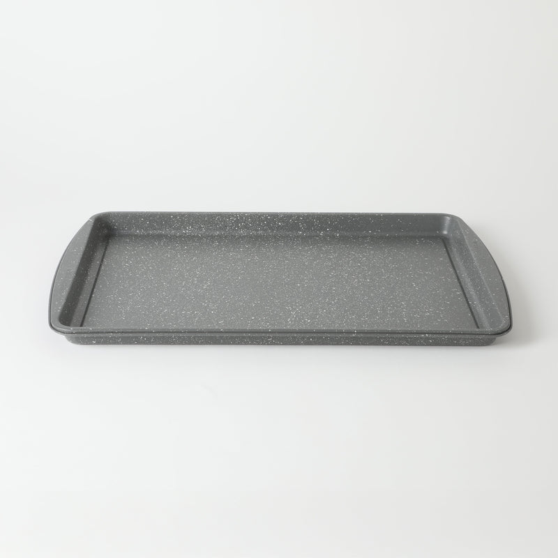 Oster Greystone 3pc Carbon Steel Cookie Sheet Set - Grey Speckle - Nonstick Interior - Color Label