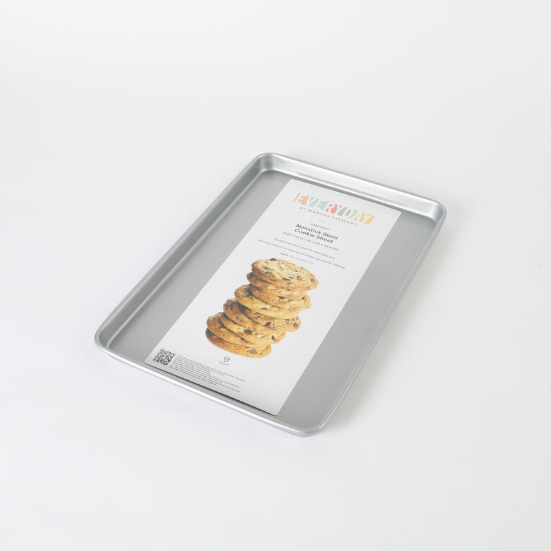 Martha Stewart Everyday Bakeaway 15" Carbon Steel Cookie Sheet - Silver - Nonstick Interior - Color Label