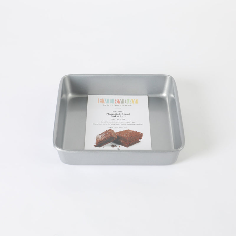 Martha Stewart Everyday Bakeaway 9" Carbon Steel Bake Pan - Silver - Square - Nonstick Interior - Color Label