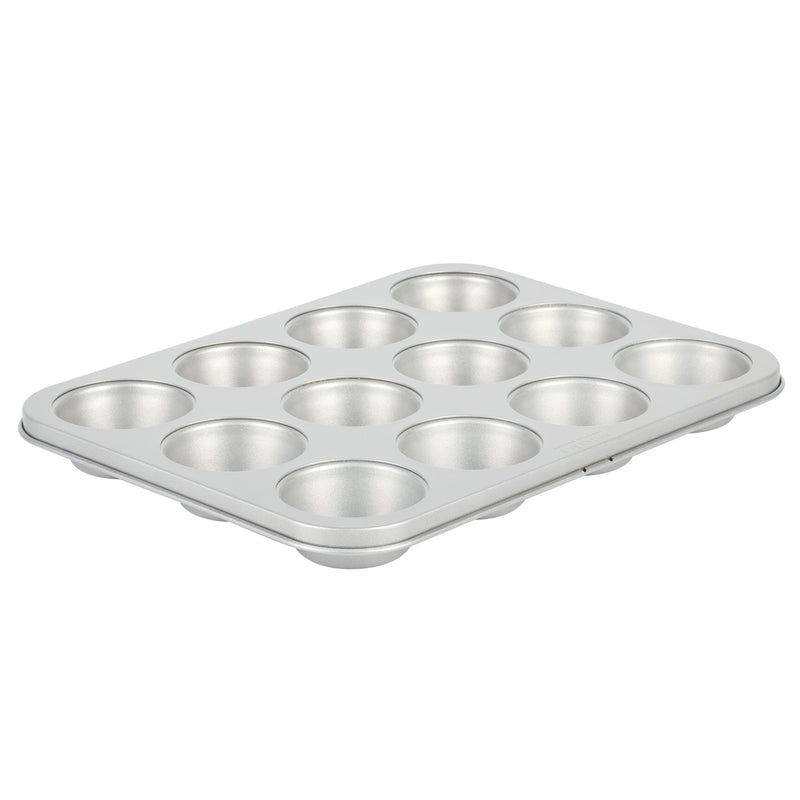 Martha Stewart Everyday Bakeaway 12 Cup Carbon Steel Muffin Pan - Silver - Nonstick Interior - Color Label