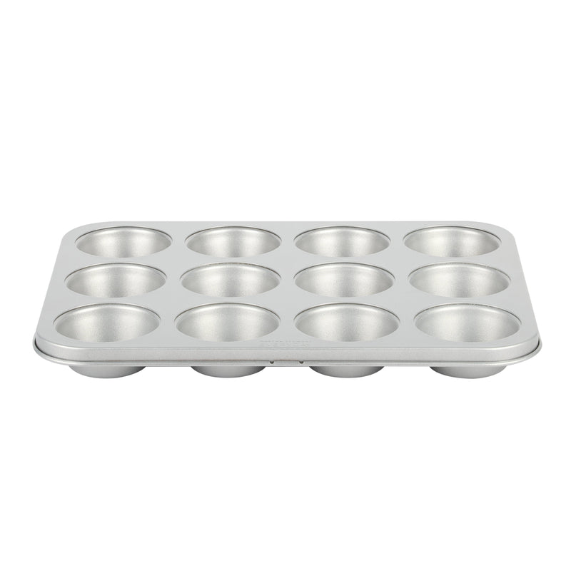 Martha Stewart Everyday Bakeaway 12 Cup Carbon Steel Muffin Pan - Silver - Nonstick Interior - Color Label