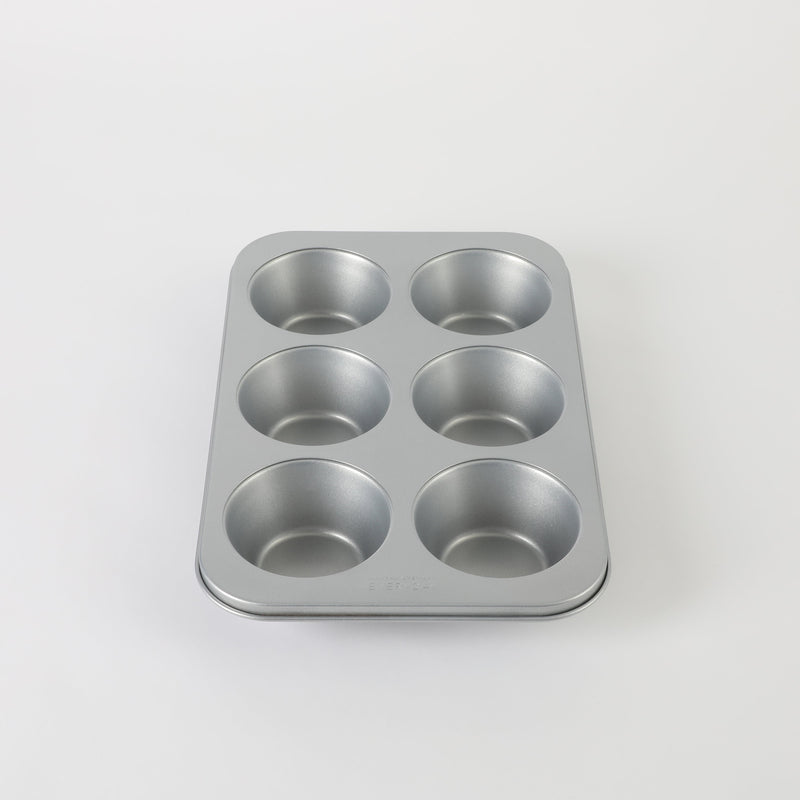Martha Stewart Everyday Bakeaway 6 Cup Carbon Steel Muffin Pan - Silver - Nonstick Interior - Color Label