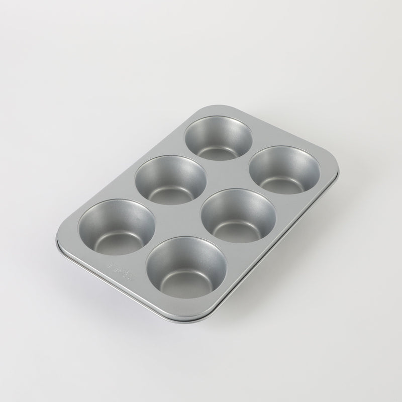 Martha Stewart Everyday Bakeaway 6 Cup Carbon Steel Muffin Pan - Silver - Nonstick Interior - Color Label