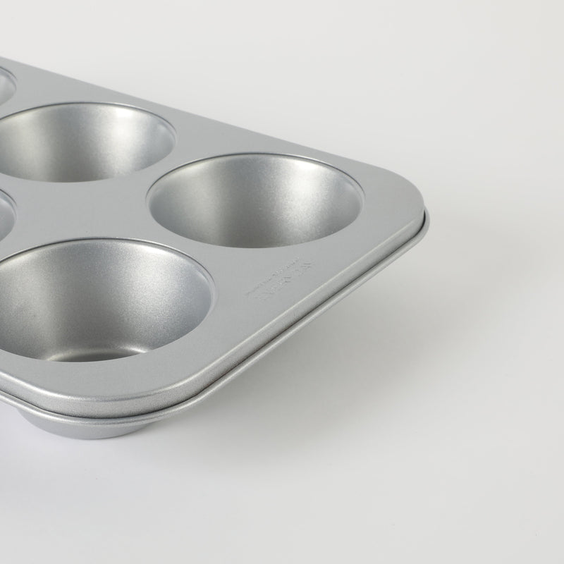Martha Stewart Everyday Bakeaway 6 Cup Carbon Steel Muffin Pan - Silver - Nonstick Interior - Color Label