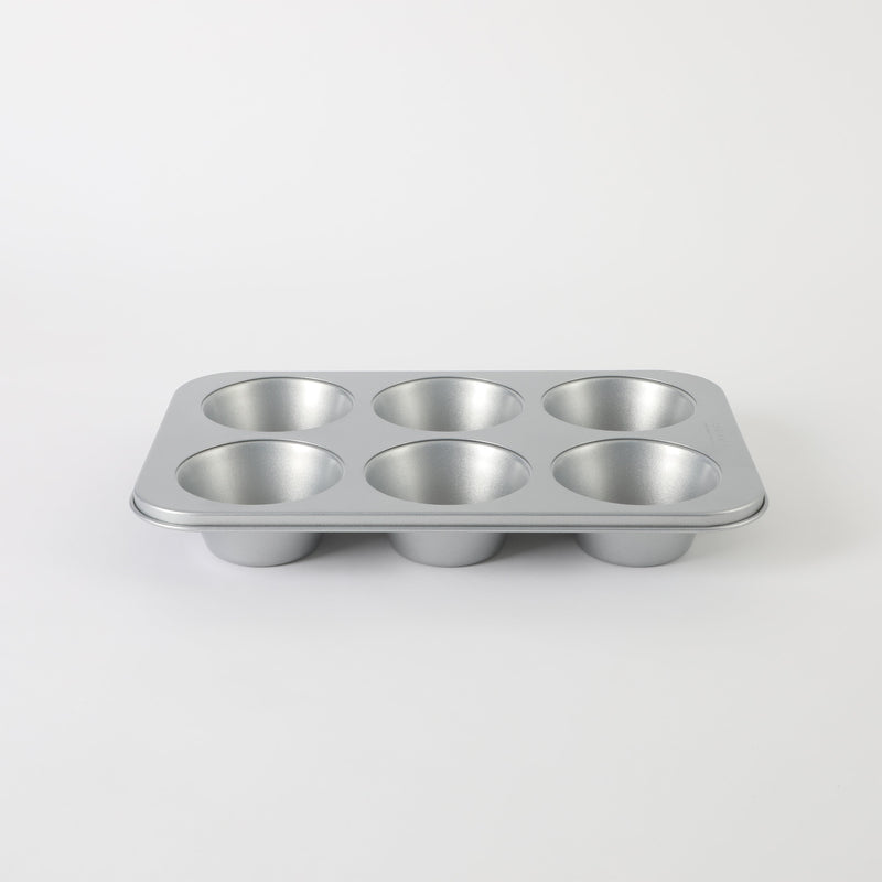 Martha Stewart Everyday Bakeaway 6 Cup Carbon Steel Muffin Pan - Silver - Nonstick Interior - Color Label
