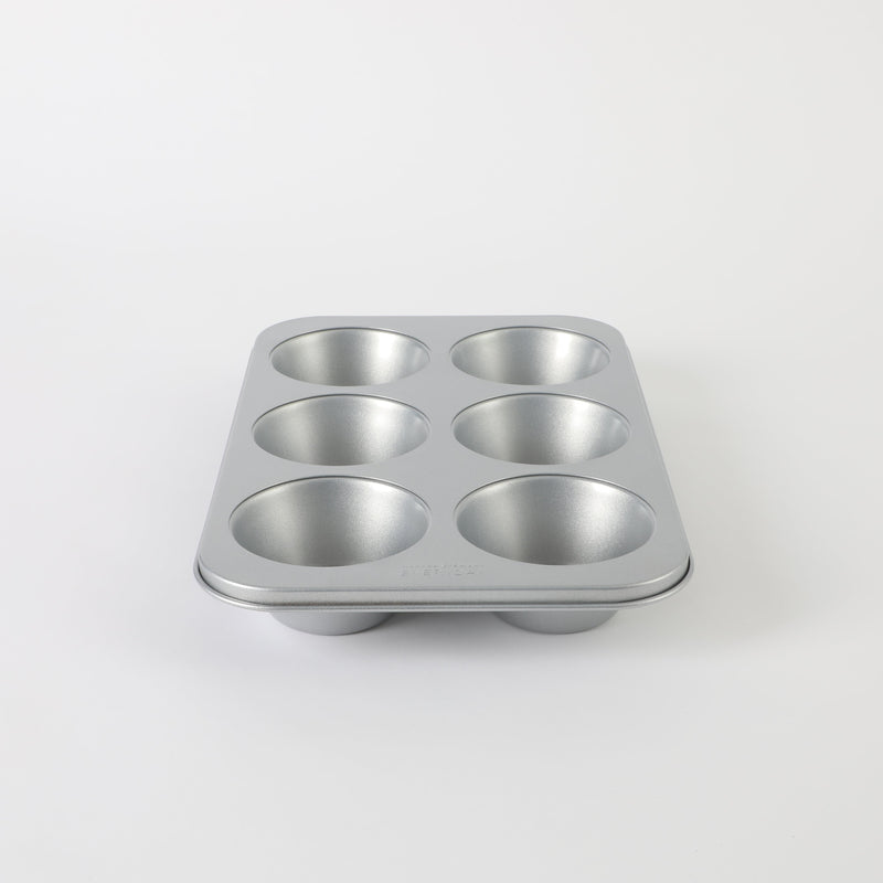 Martha Stewart Everyday Bakeaway 6 Cup Carbon Steel Muffin Pan - Silver - Nonstick Interior - Color Label