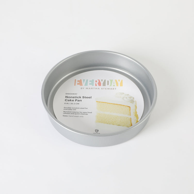 Martha Stewart Everyday Bakeaway 8" Carbon Steel Bake Pan - Silver - Round - Nonstick Interior - Color Label