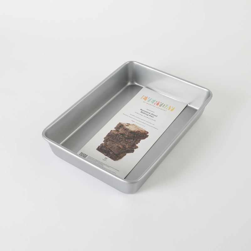 Martha Stewart Everyday Bakeaway 13" x 9" Carbon Steel Baking Pan - Silver - Rectangle - Nonstick Interior - Color Label