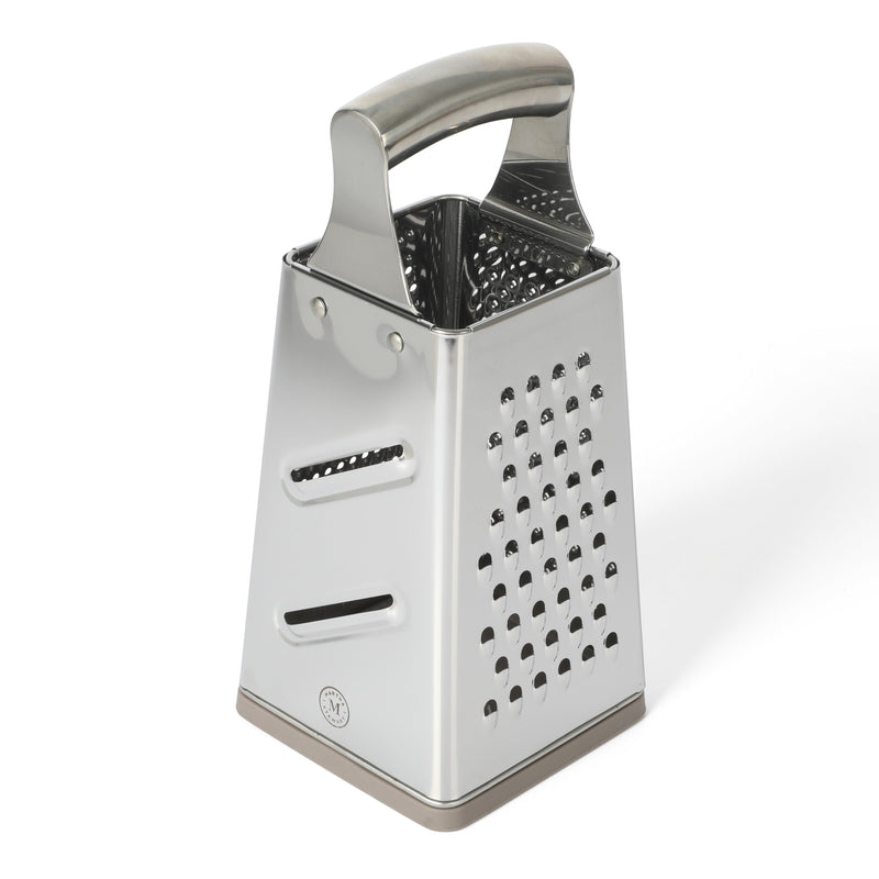 Martha Stewart Richburn 9.5" 4 Sided Box Grater w/ PP Base - Warm Grey - Mirror Finish - Stainless Steel Handle - Color Sleeve