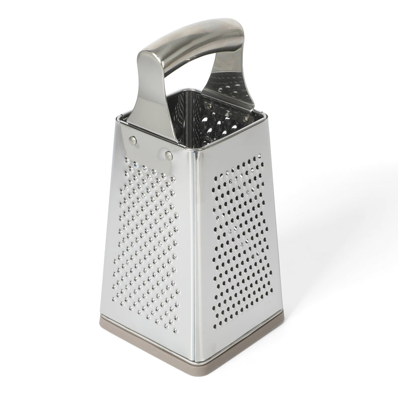 Martha Stewart Richburn 9.5" 4 Sided Box Grater w/ PP Base - Warm Grey - Mirror Finish - Stainless Steel Handle - Color Sleeve