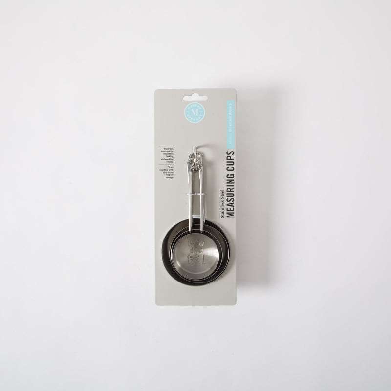 Martha Stewart Richburn 4pc Stainless Steel Measuring Cups - Matte Finish - Tie Card