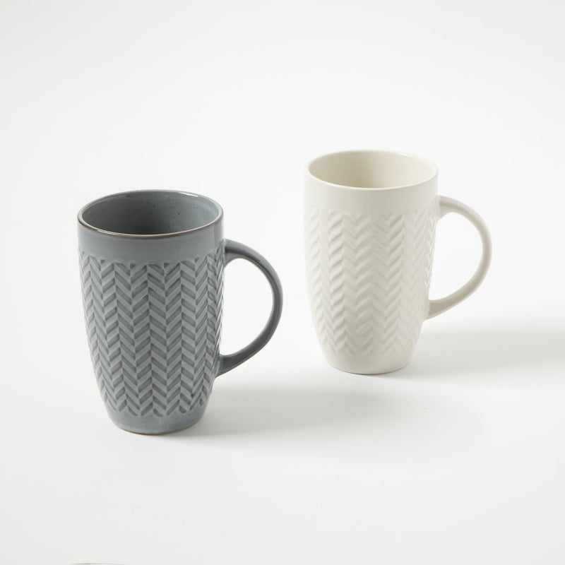 Gibson Home Carroll 22oz Cup - 2 Assorted Colors - Grey & White - Double Reactive - Stoneware - Open Stock