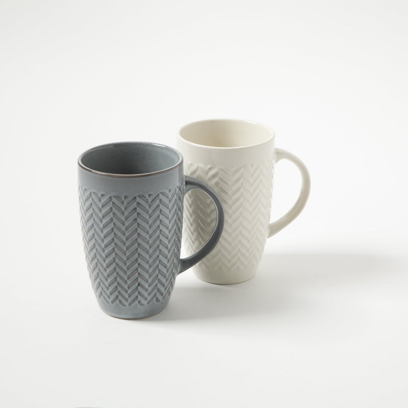 Gibson Home Carroll 22oz Cup - 2 Assorted Colors - Grey & White - Double Reactive - Stoneware - Open Stock
