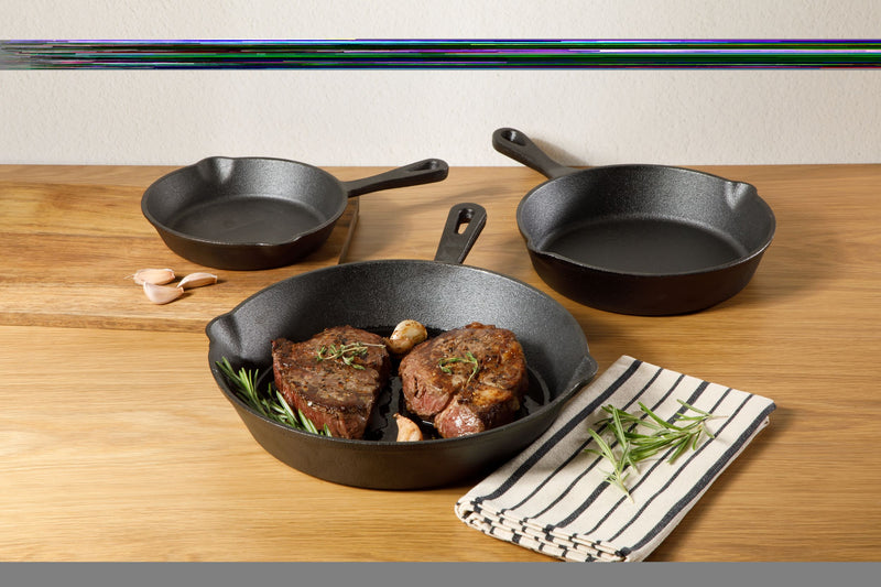 Gibson Home Brickstone 3pc Preseason Cast Iron Skillet Set - Gift Box