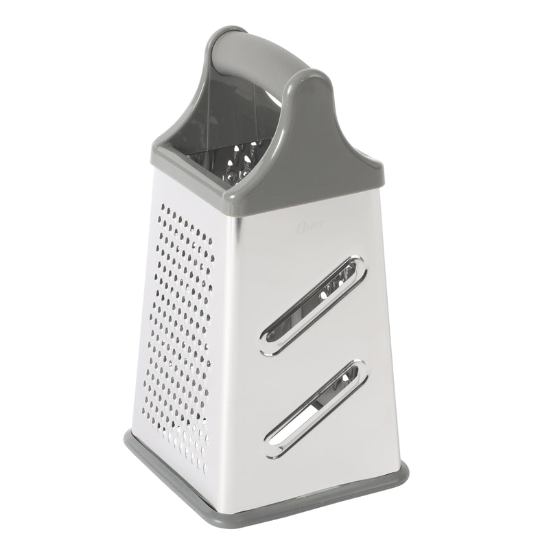 Oster Bluemarine 4 Sided Stainless Steel Box Grater - Blue/Grey - PP/TPR Handle - Color Sleeve
