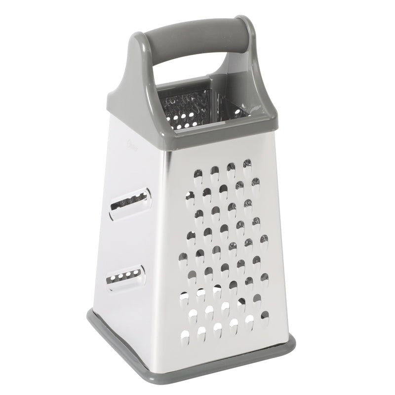 Oster Bluemarine 4 Sided Stainless Steel Box Grater - Blue/Grey - PP/TPR Handle - Color Sleeve