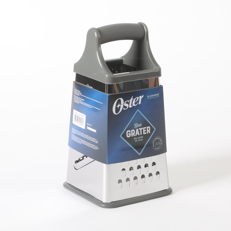 Oster Bluemarine 4 Sided Stainless Steel Box Grater - Blue/Grey - PP/TPR Handle - Color Sleeve