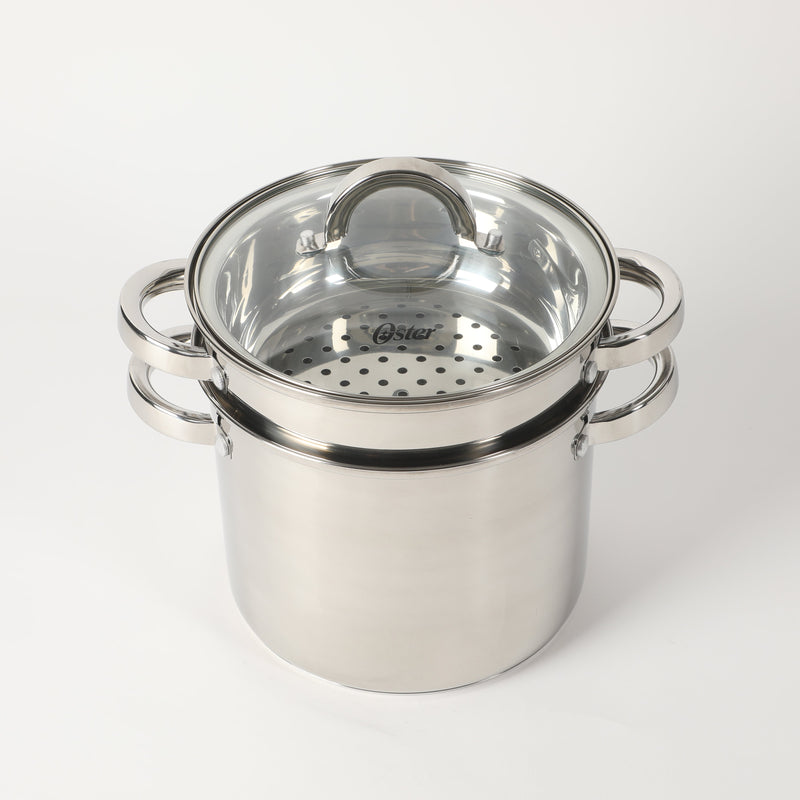 Oster Sangerfield 5qt Stainless Steel Pasta Pot Set w/ Steamer, Basket, & Lid - Gift Box