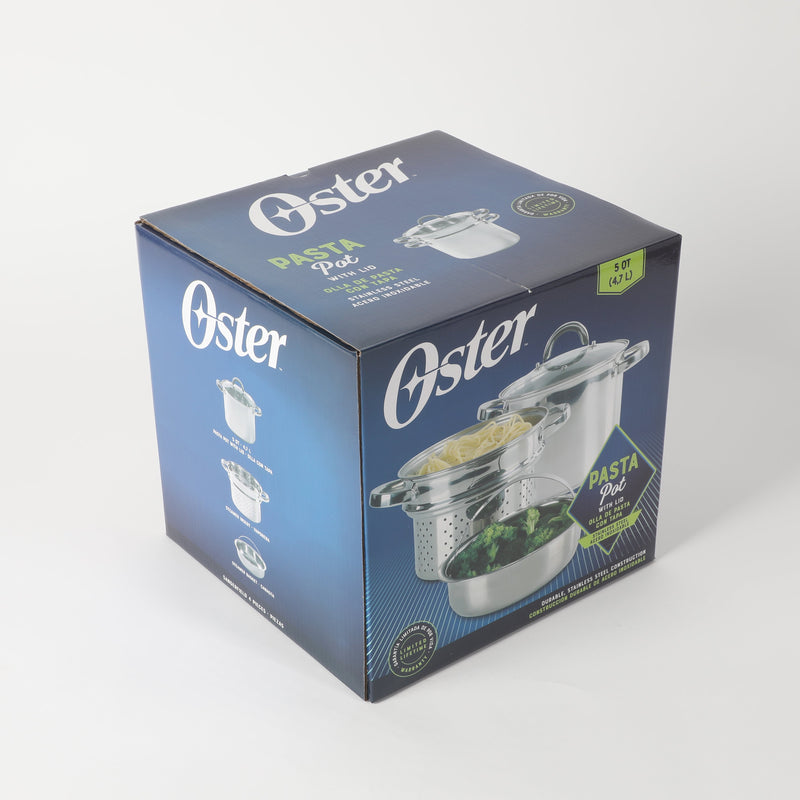 Oster Sangerfield 5qt Stainless Steel Pasta Pot Set w/ Steamer, Basket, & Lid - Gift Box