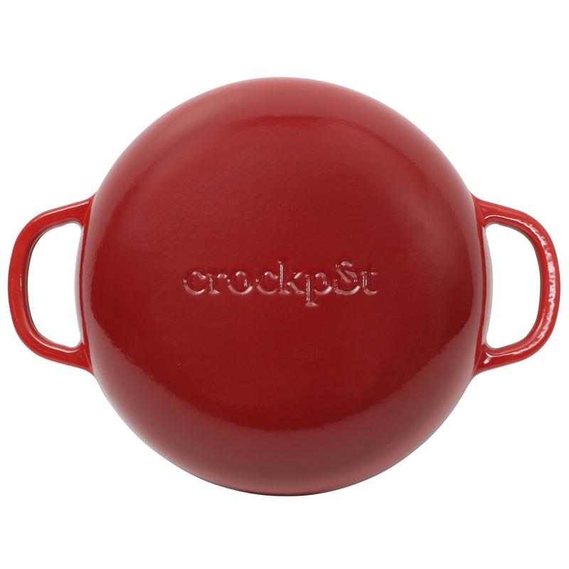 Crock-Pot Artisan Studio 4.8qt (12") Enamel Cast Iron Everyday Pan w/ Borosilicate Lid & Red Coated Knob - Gradient Red - Round - Gift Box w/ Remailer
