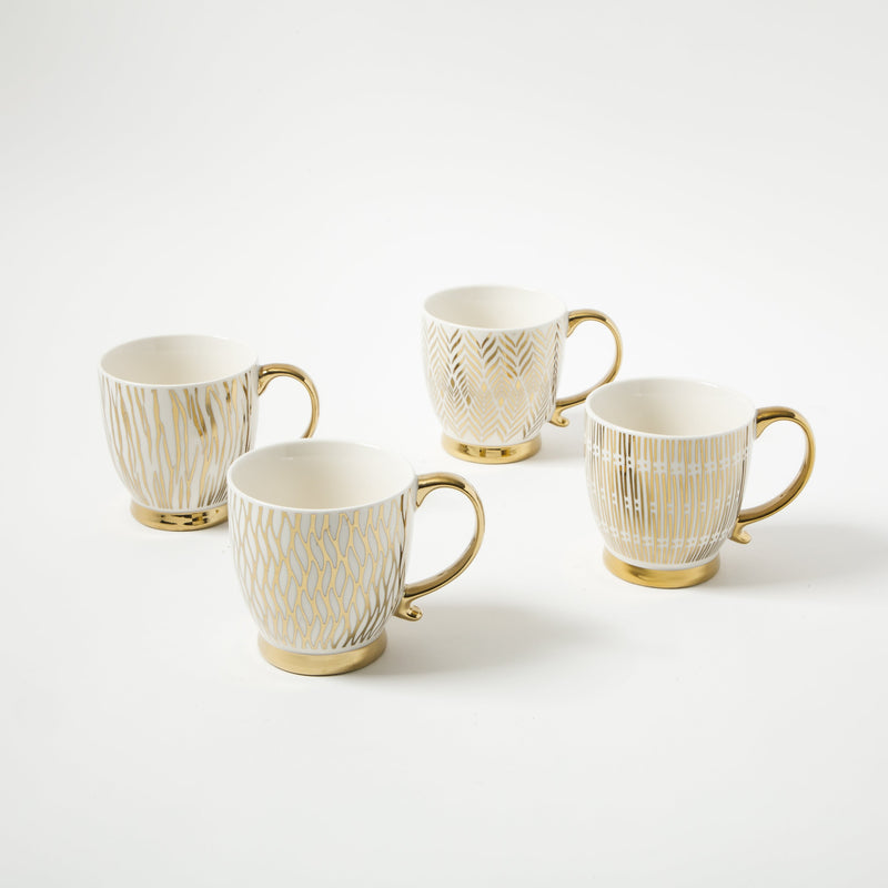 Gibson Home Goldfinch 16.7oz Electroplated Cup - 4 Assorted Designs - Fine Ceramic - Open Stock