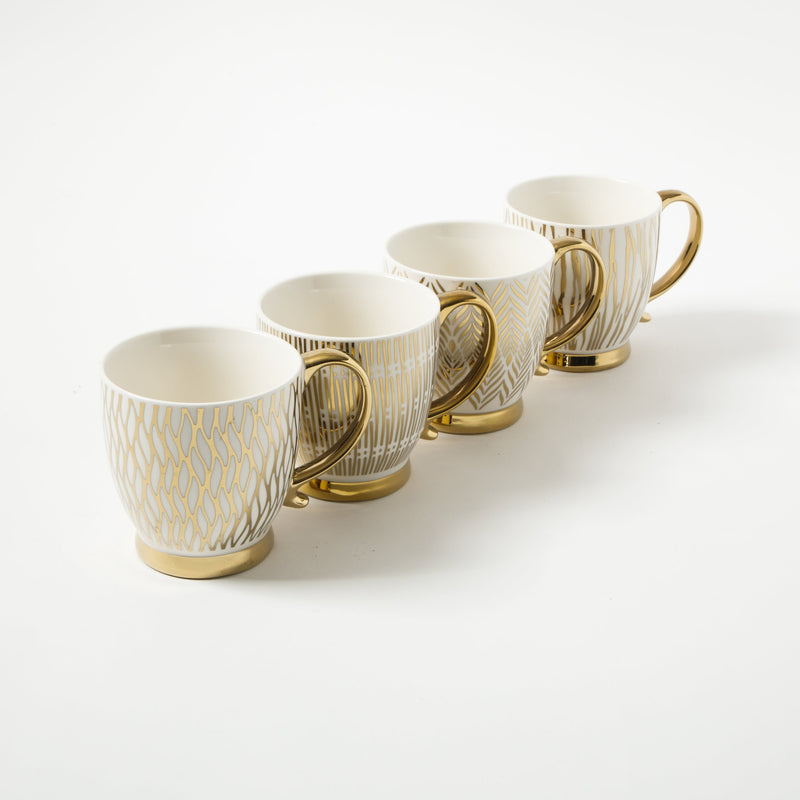 Gibson Home Goldfinch 16.7oz Electroplated Cup - 4 Assorted Designs - Fine Ceramic - Open Stock