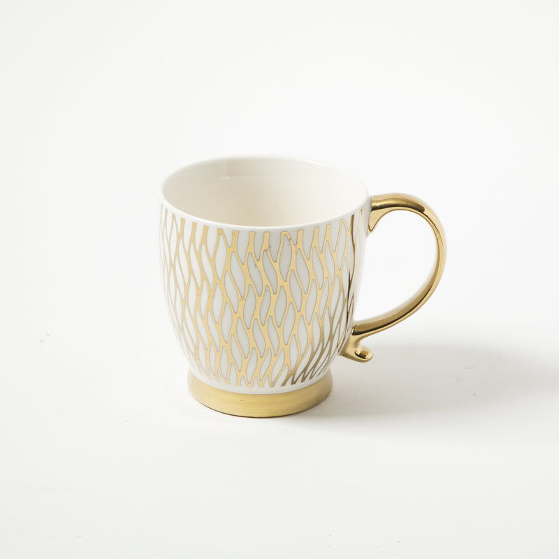 Gibson Home Goldfinch 16.7oz Electroplated Cup - 4 Assorted Designs - Fine Ceramic - Open Stock
