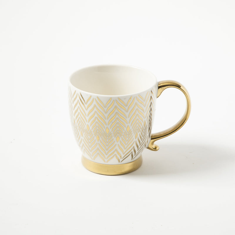 Gibson Home Goldfinch 16.7oz Electroplated Cup - 4 Assorted Designs - Fine Ceramic - Open Stock