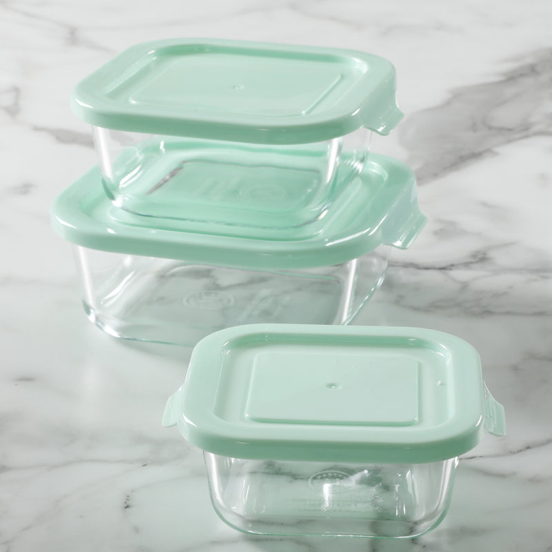 Martha Stewart Hadsell 6pc Borosilicate Glass Storage Container Set w/ PP Pop Lids - Martha Blue / Clear - Gift Box