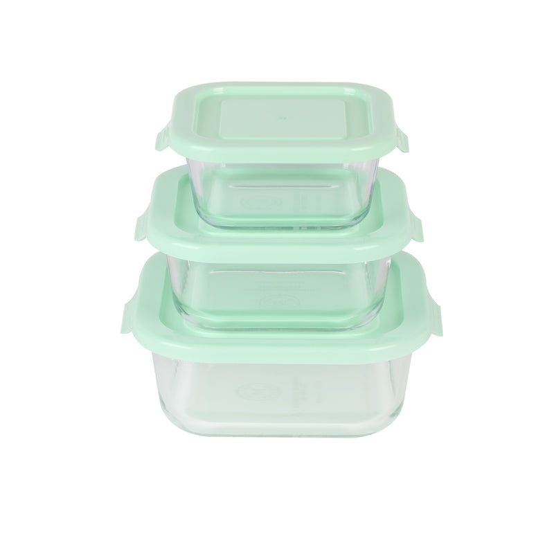 Martha Stewart Hadsell 6pc Borosilicate Glass Storage Container Set w/ PP Pop Lids - Martha Blue / Clear - Gift Box