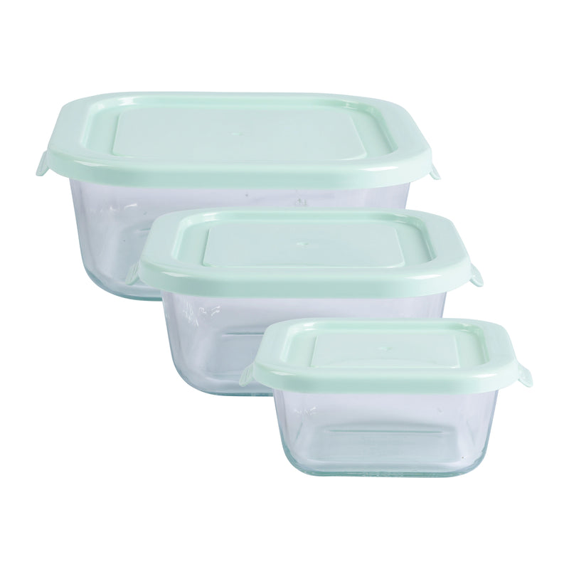 Martha Stewart Hadsell 6pc Borosilicate Glass Storage Container Set w/ PP Pop Lids - Martha Blue / Clear - Gift Box