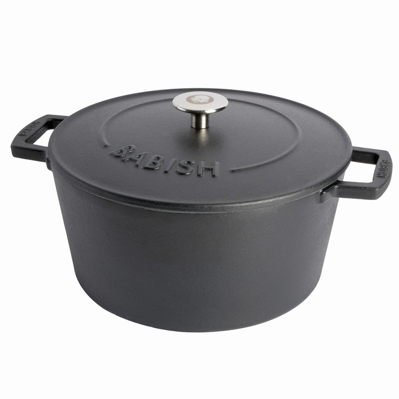 Babish - 6 Qt Dutch Oven W/ Lid - Blue - Matte Finish - Ss Knob - Cast Iron - Color Sleeve W/ Rm