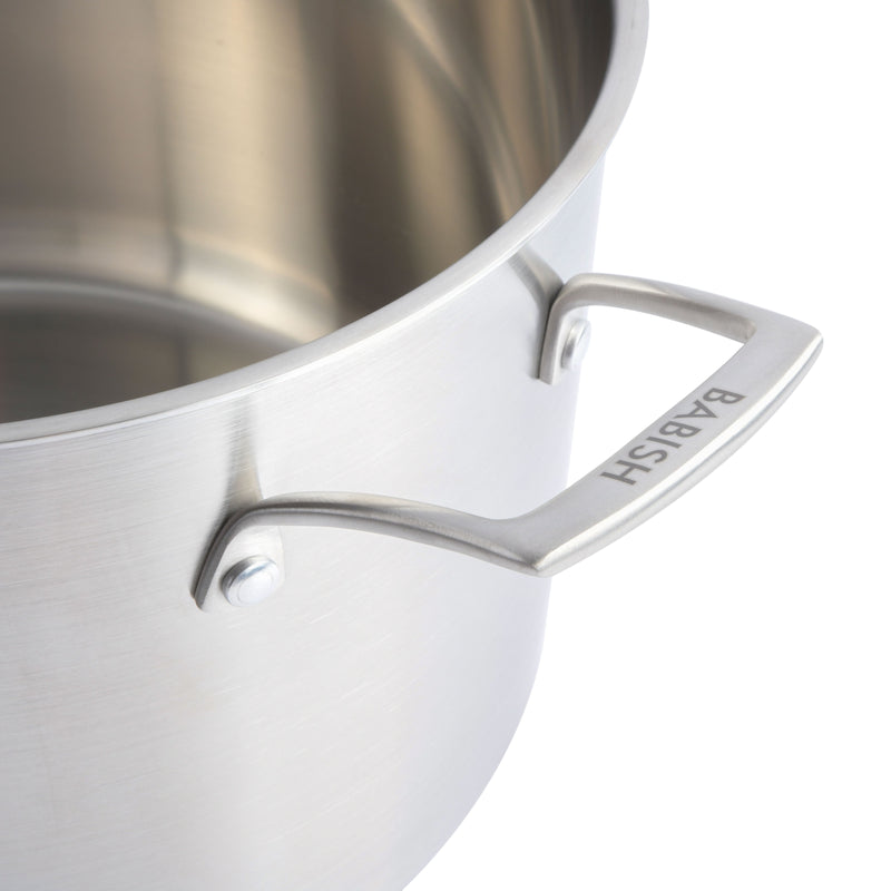 Babish 12 qt Triply Stainless Steel Stock Pot - Cast Stainless Steel Handle - Gift Box w/ Remailer