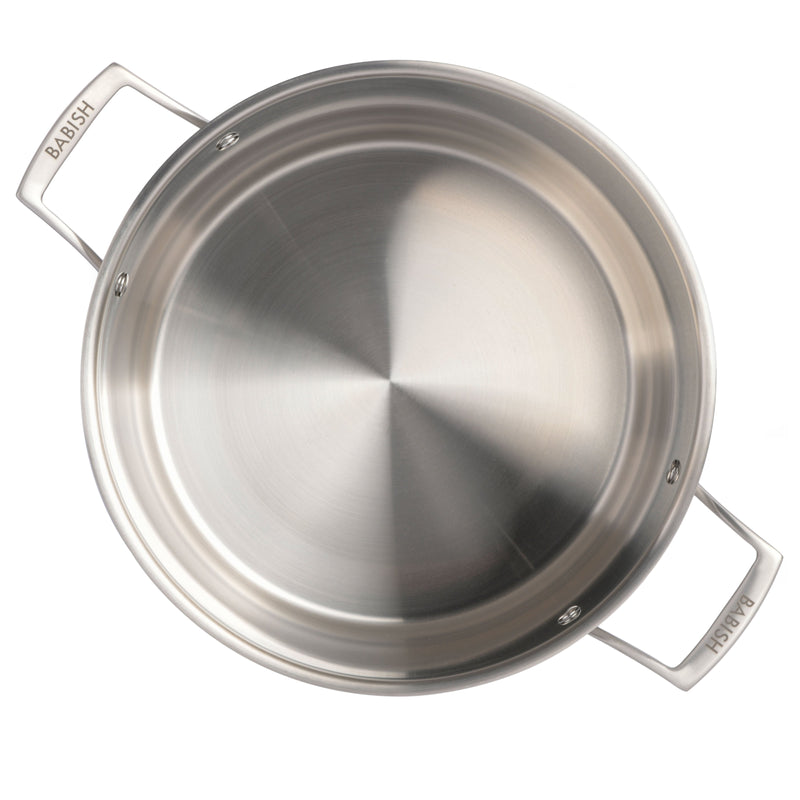 Babish 12 qt Triply Stainless Steel Stock Pot - Cast Stainless Steel Handle - Gift Box w/ Remailer